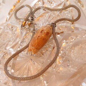 Vintage Beautiful Olive Olivia Lettering Shell Necklace 16-18.5 in